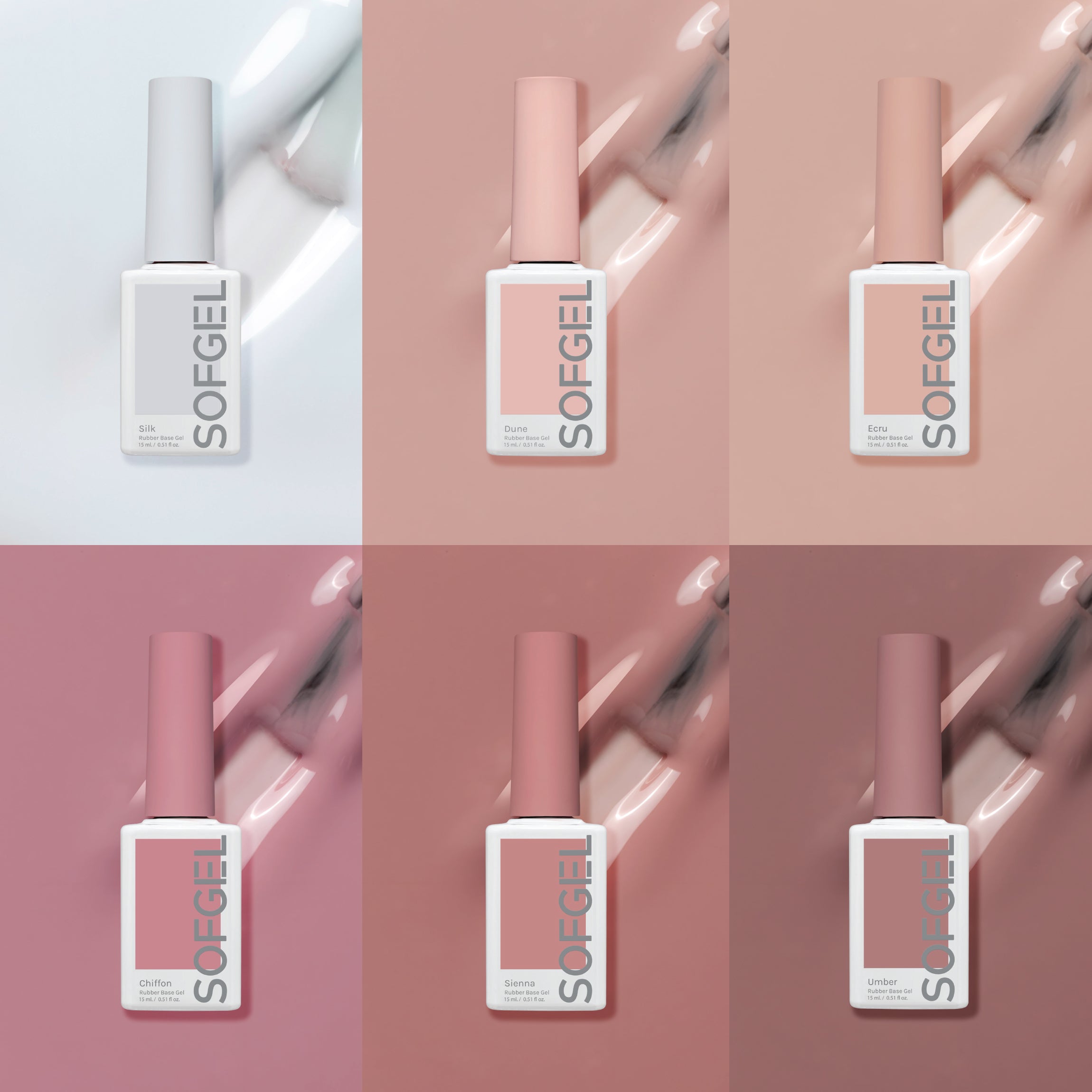 Nude Rubber Base Gel | Set of 6 Colors – SOFGEL