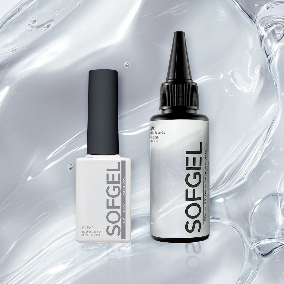 Gel Injection Bottle CLEAR Rubber Base Gel Bundle | Studio Refill + 15ml Bottle – SOFGEL